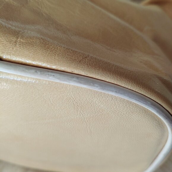 Custom Made Aged/Yellowed-White Leather Mini Handbag - Picture 12 of 13